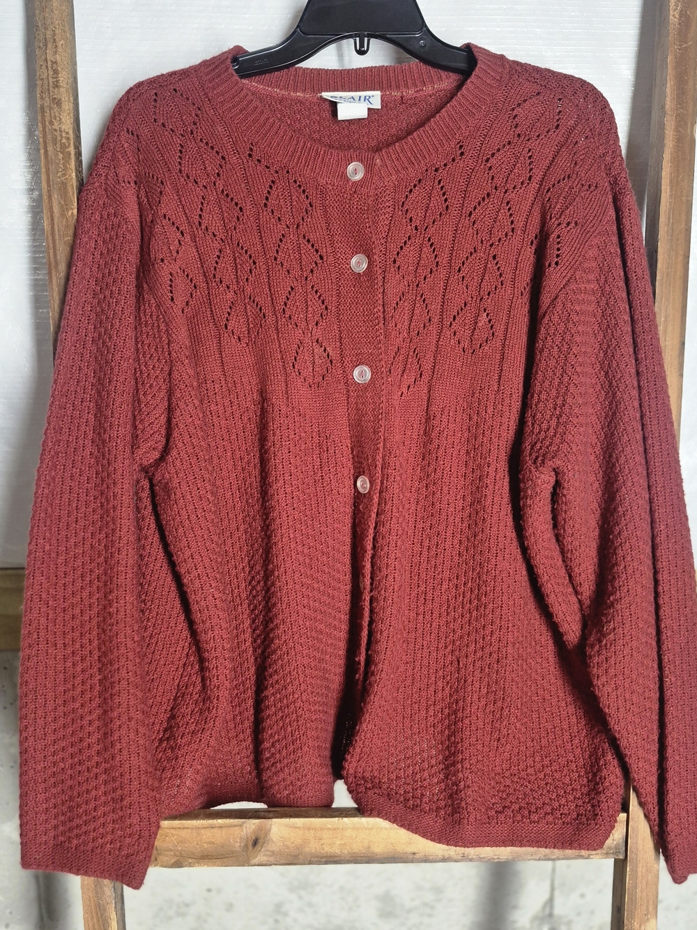Vintage Knit Button-Front Sweater Cardigan - Red
